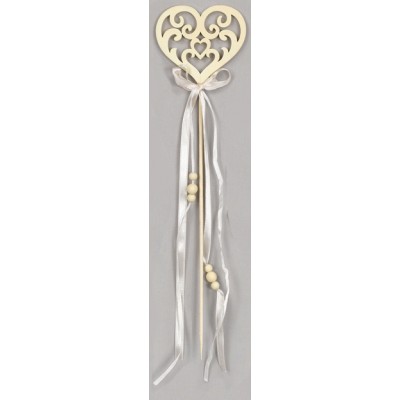 VINTAGE ΞΥΛΙΝΗ ΚΑΡΔΙΑ ΣΕ ΣΤΙΚ ΕΚΡΟΥ  τεμ. 72