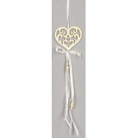 VINTAGE ΞΥΛΙΝΗ ΚΑΡΔΙΑ ΚΡΕΜΑΣΤΗ ΕΚΡΟΥ  τεμ. 100