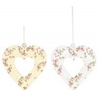 VINTAGE ΞΥΛΙΝΗ ΚΑΡΔΙΑ ΚΡΕΜΑΣΤΗ ΜΕ ΛΟΥΛΟΥΔΙΑ  τεμ. 48