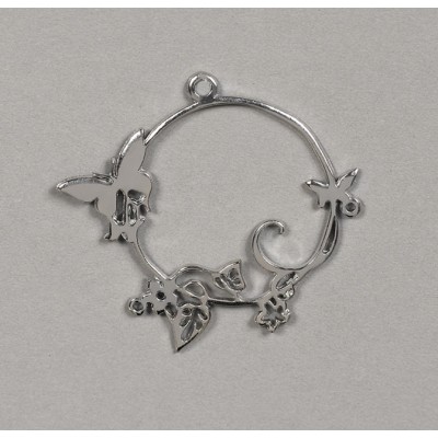 ΜΕΤΑΛΛΙΚΟΣ ΚΥΚΛΟΣ ΜΕ ΠΕΤΑΛΟΥΔΑ ΚΑΙ ΦΥΛΛΑ ΚΡΕΜΑΣΤΟ ΑΣΗΜΙ-ΧΡΥΣΟ 