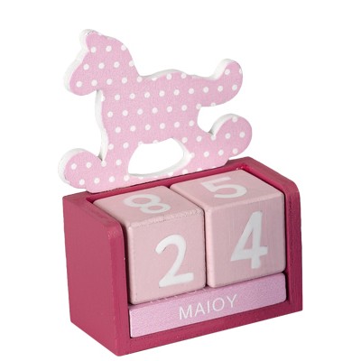 ΞΥΛΙΝΟ ΑΛΟΓΑΚΙ ΗΜΕΡΟΛΟΓΙΟ  ΡΟΖ τεμ. 144